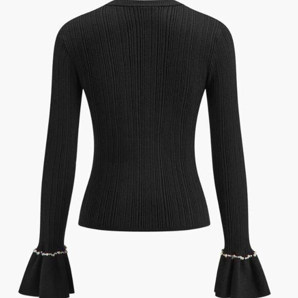 Beaded-Decor Ruffle Knit Top - Picture 5 of 5